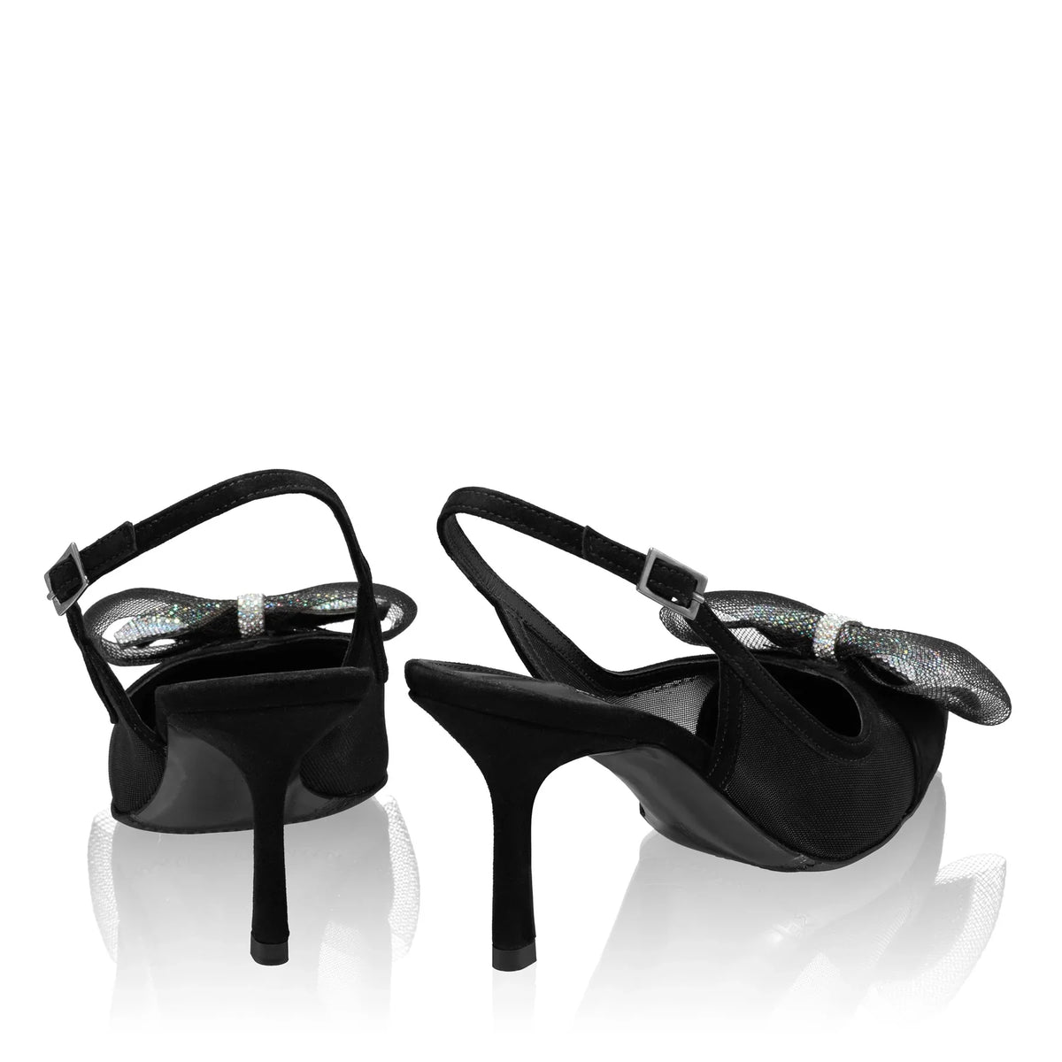 Pantofi Decupati Dama 8080 Camoscio+Rete Negru