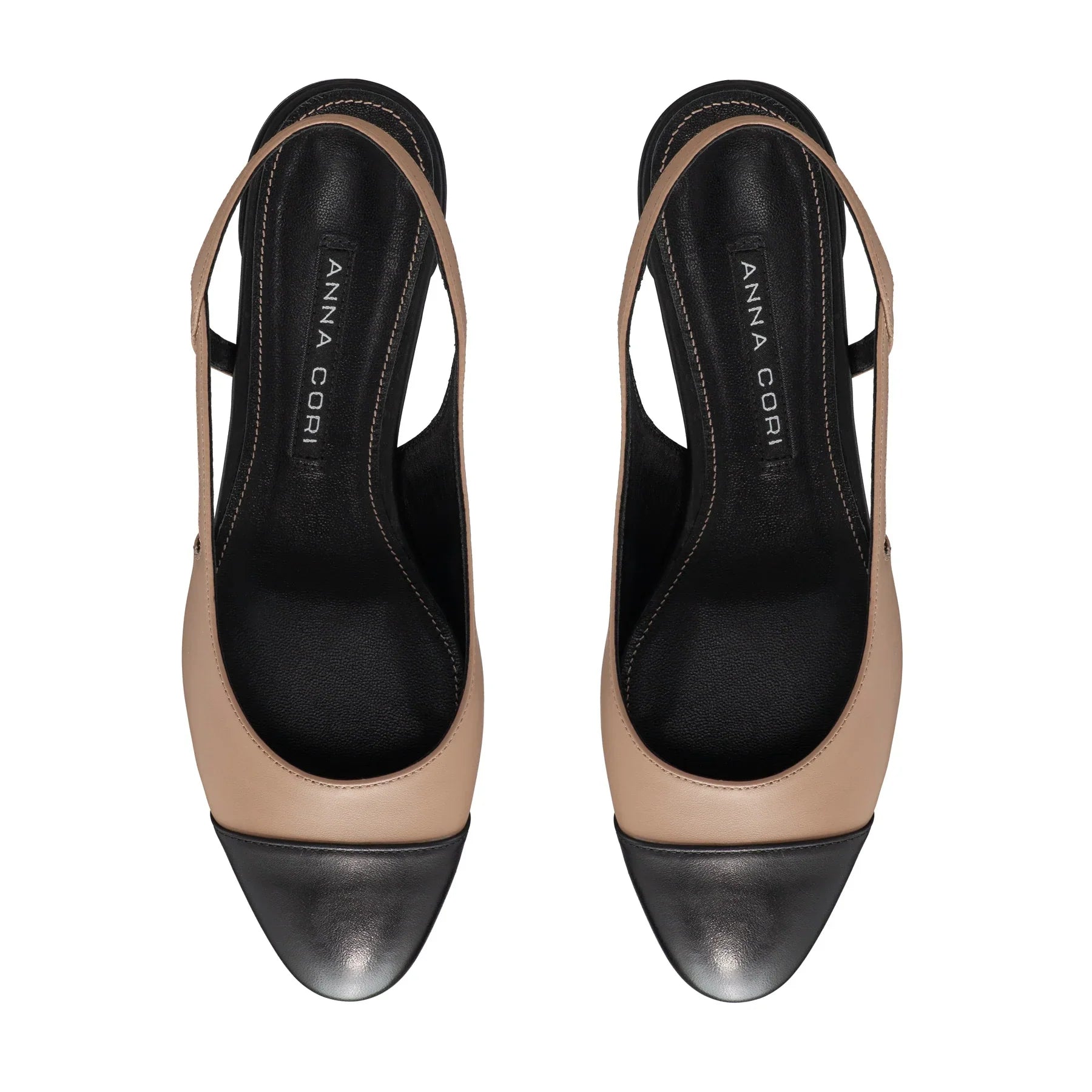 Pantofi Decupati Dama 8078 Vitello Cappuccino+Negru